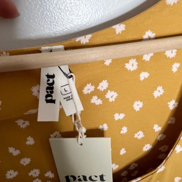 Pact Sleeveless Fit And Flare Midi Dress Womens Large Mustard Floral Pockets - Picture 4 of 11